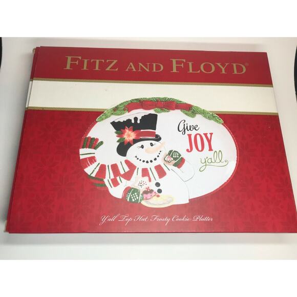 Fitz & Floyd "Give Joy Y'all" Frosty Snowman Cookie Platter - Southern Christmas - Picture 4 of 5